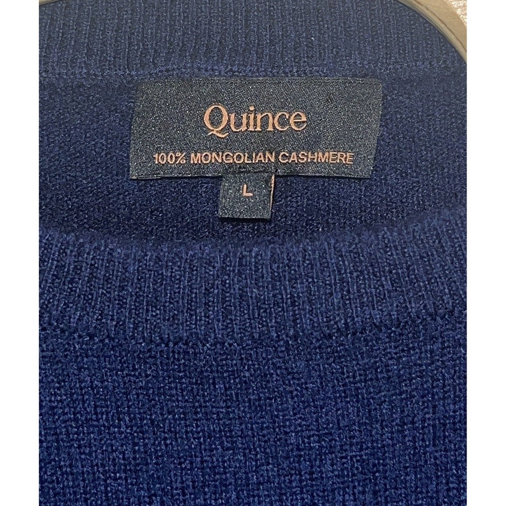 Quince Mongolian Cashmere Sweater‎ Men's Large Navy Blue Crewneck Quiet Luxury